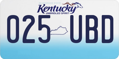 KY license plate 025UBD