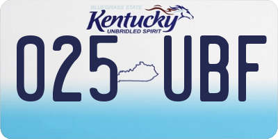 KY license plate 025UBF