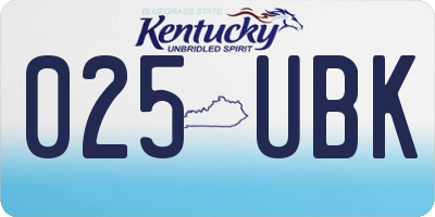 KY license plate 025UBK