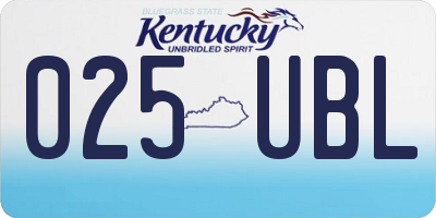 KY license plate 025UBL