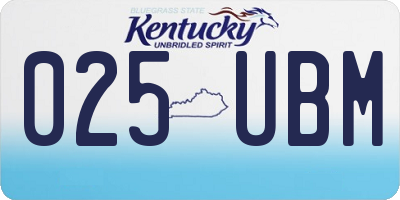 KY license plate 025UBM