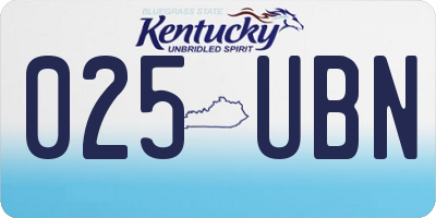 KY license plate 025UBN