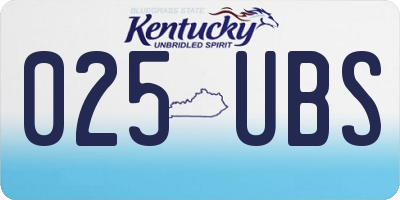 KY license plate 025UBS