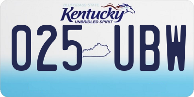 KY license plate 025UBW