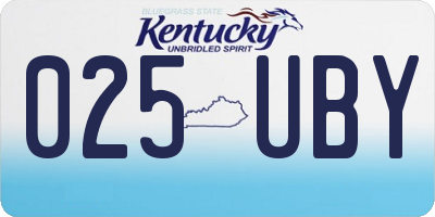 KY license plate 025UBY