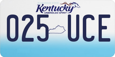 KY license plate 025UCE