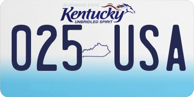 KY license plate 025USA