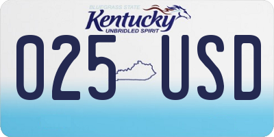 KY license plate 025USD