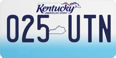 KY license plate 025UTN
