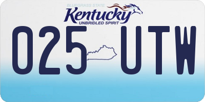 KY license plate 025UTW