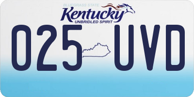KY license plate 025UVD