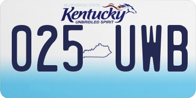 KY license plate 025UWB