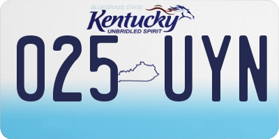 KY license plate 025UYN