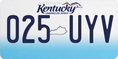 KY license plate 025UYV