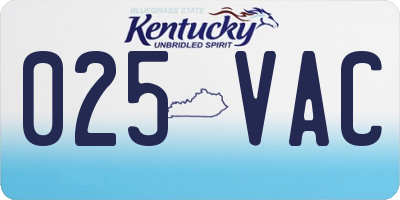 KY license plate 025VAC