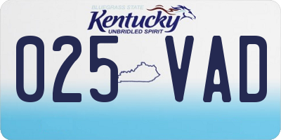 KY license plate 025VAD