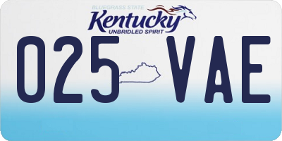 KY license plate 025VAE