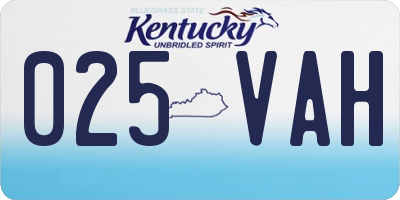 KY license plate 025VAH