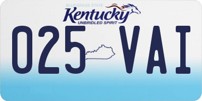 KY license plate 025VAI