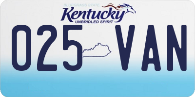 KY license plate 025VAN