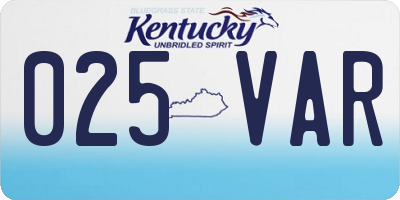 KY license plate 025VAR
