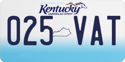 KY license plate 025VAT