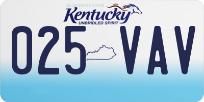 KY license plate 025VAV
