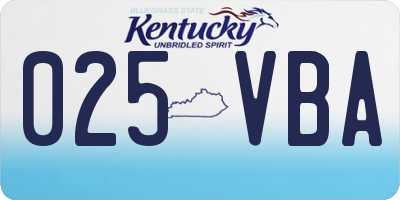 KY license plate 025VBA