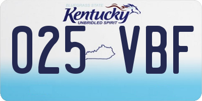 KY license plate 025VBF