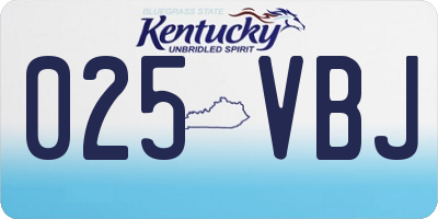 KY license plate 025VBJ