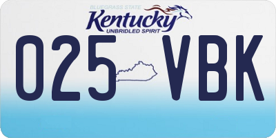 KY license plate 025VBK
