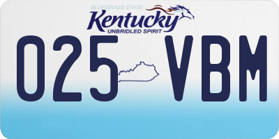 KY license plate 025VBM