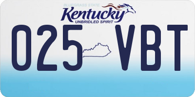 KY license plate 025VBT