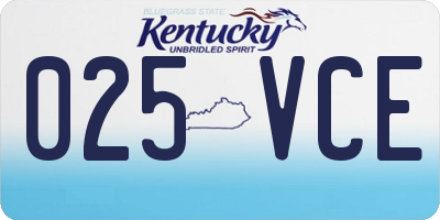 KY license plate 025VCE