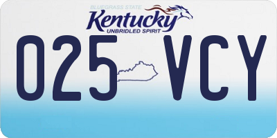 KY license plate 025VCY