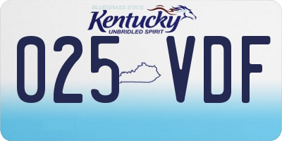 KY license plate 025VDF