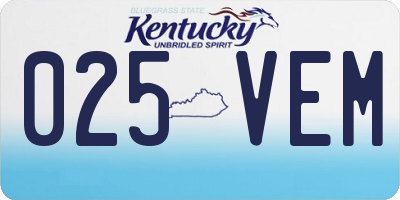 KY license plate 025VEM