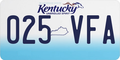 KY license plate 025VFA