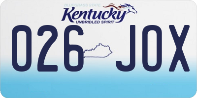 KY license plate 026JOX
