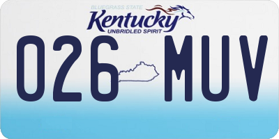 KY license plate 026MUV