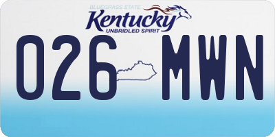 KY license plate 026MWN