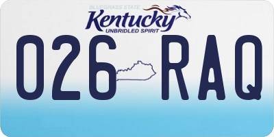 KY license plate 026RAQ
