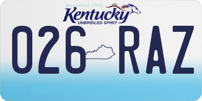 KY license plate 026RAZ