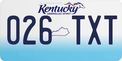 KY license plate 026TXT