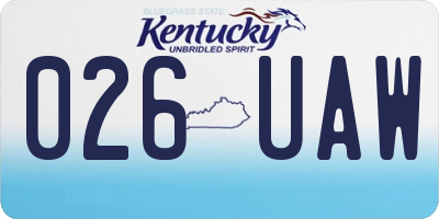 KY license plate 026UAW