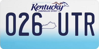 KY license plate 026UTR