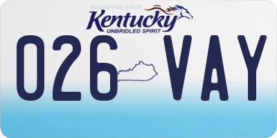 KY license plate 026VAY