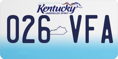 KY license plate 026VFA