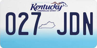 KY license plate 027JDN