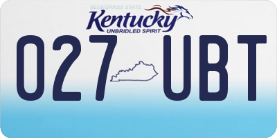 KY license plate 027UBT